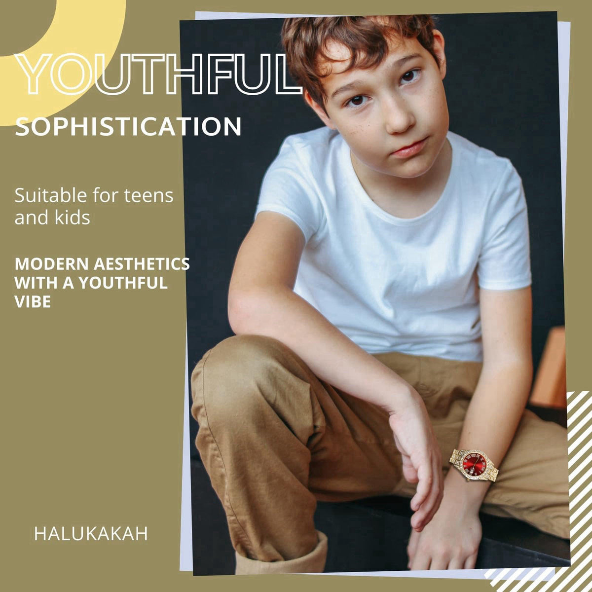Halukakah Watch for Kids - 42MM Blue/Green/Red Dial - 8" Length – alternate angle