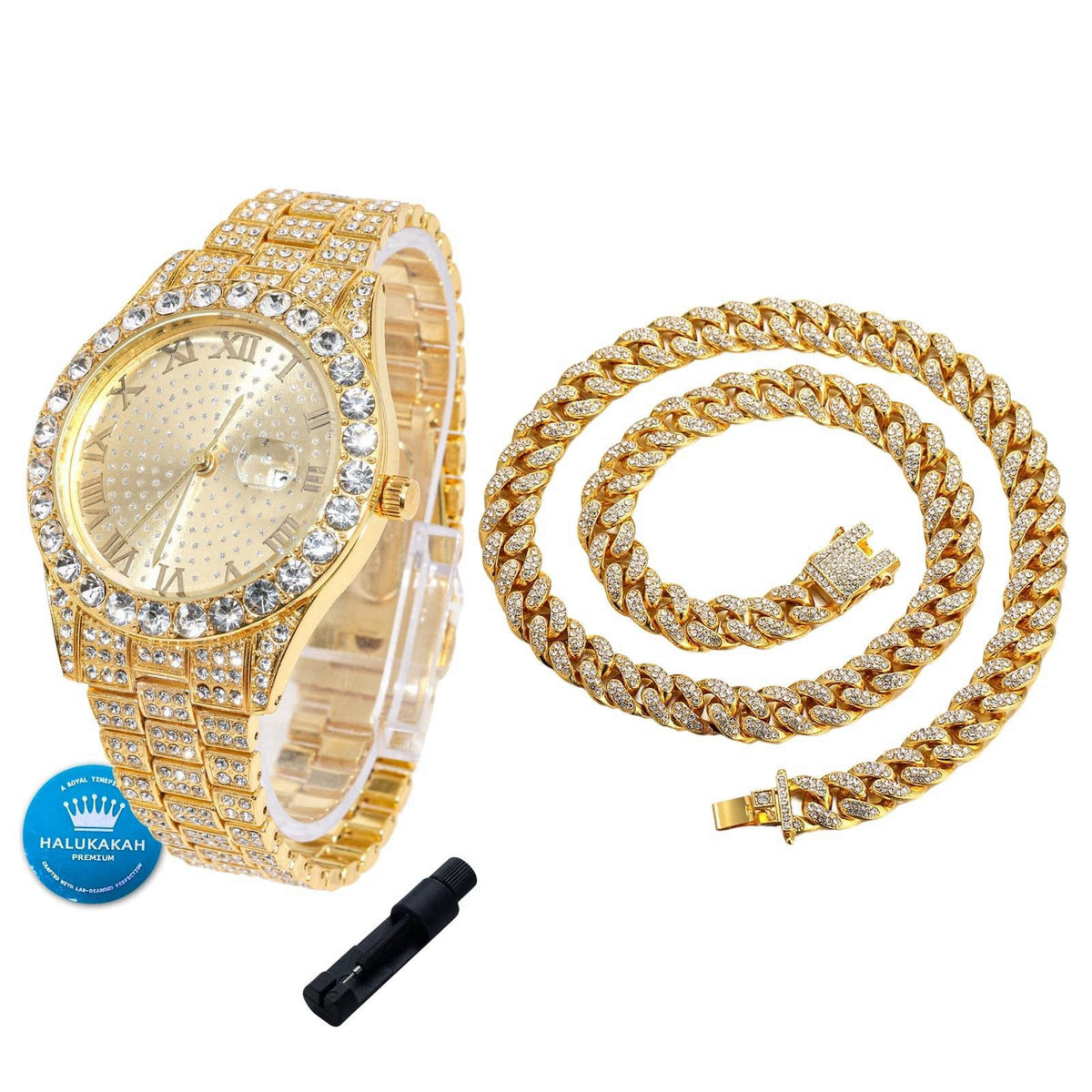 Halukakah Watch for Boys Kids - 42MM Width Round Dial - 8"(20.5cm) Length – Gold