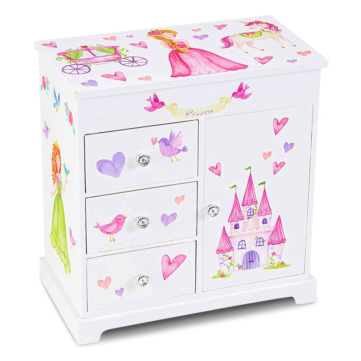 Jewelkeeper Pink and Purple Ballerina 3 Drawers Jewelry Box for Girls - Little Girl's Wooden Jewelry Box with Necklace C