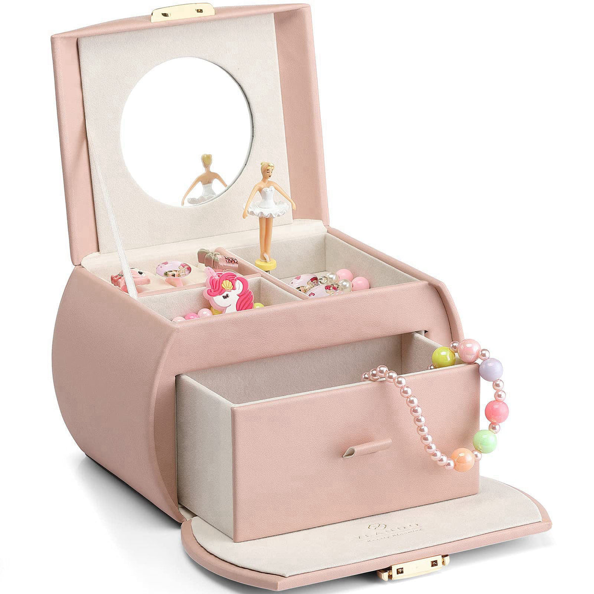 VLANDO 2 Layer Girls Musical Jewelry Box with Ballerina and Large Drawers – product photo (Children's Jewelry Boxes