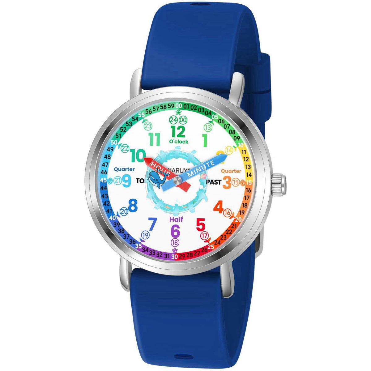 Afcrho Kids Analog Watch, Learning Watch for Kids 8-12, Blue Cute Whale Waterproof Childrens Watches For Boys Ages 5-7 6