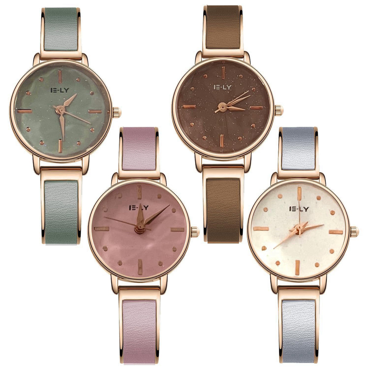 dayutech 4 Pack Watches for Women Vintage Dress Analog Quartz Ladies Stainless Steel Leather Bangle Bracelet Jewelry Jel