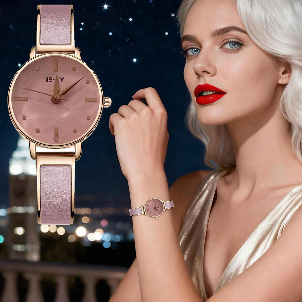 dayutech 4 Pack Watches for Women Vintage Dress Analog Quartz Ladies Stainless Steel Leather Bangle Bracelet Jewelry Jel