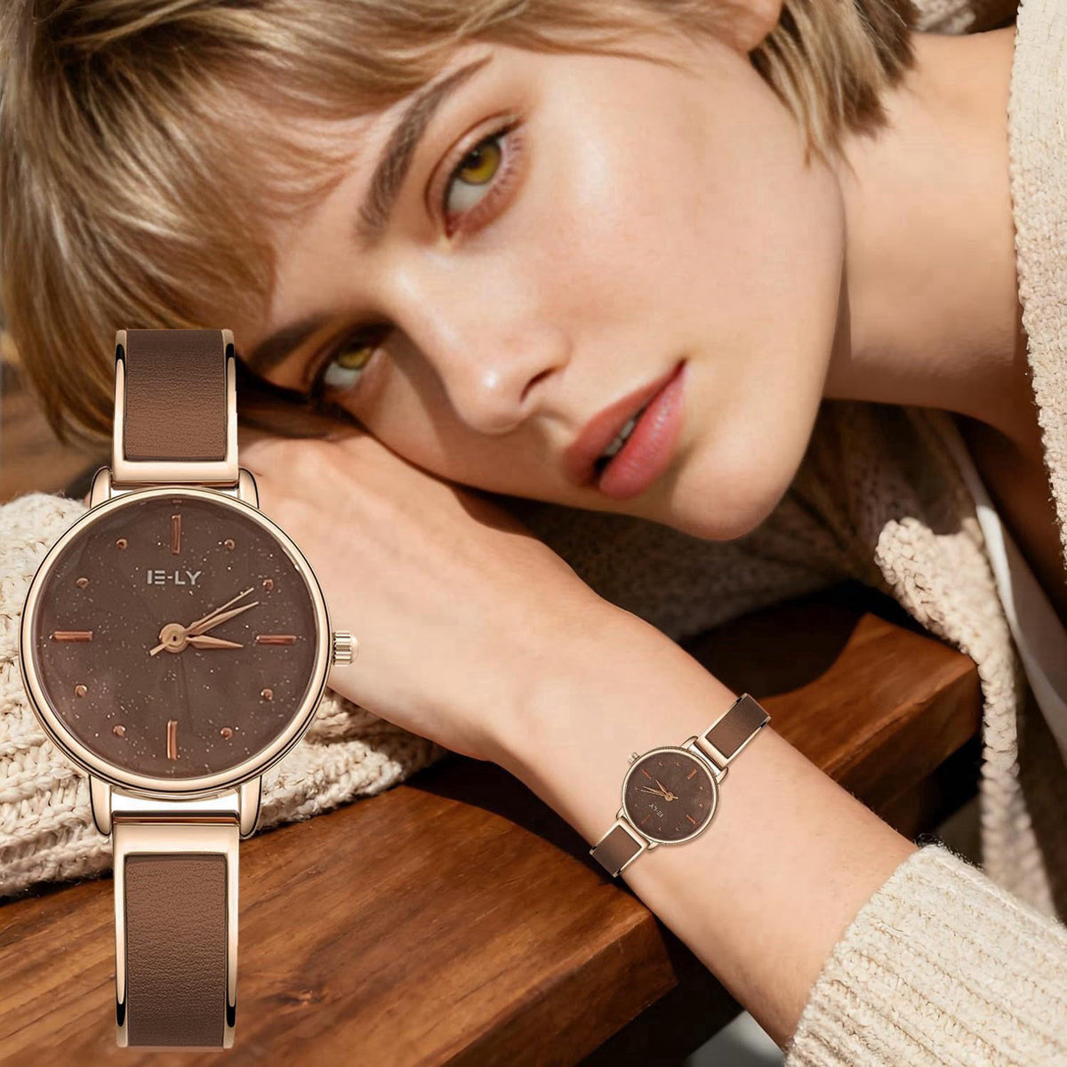 dayutech 4 Pack Watches for Women Vintage Dress Analog Quartz Ladies Stainless Steel Leather Bangle Bracelet Jewelry Jel