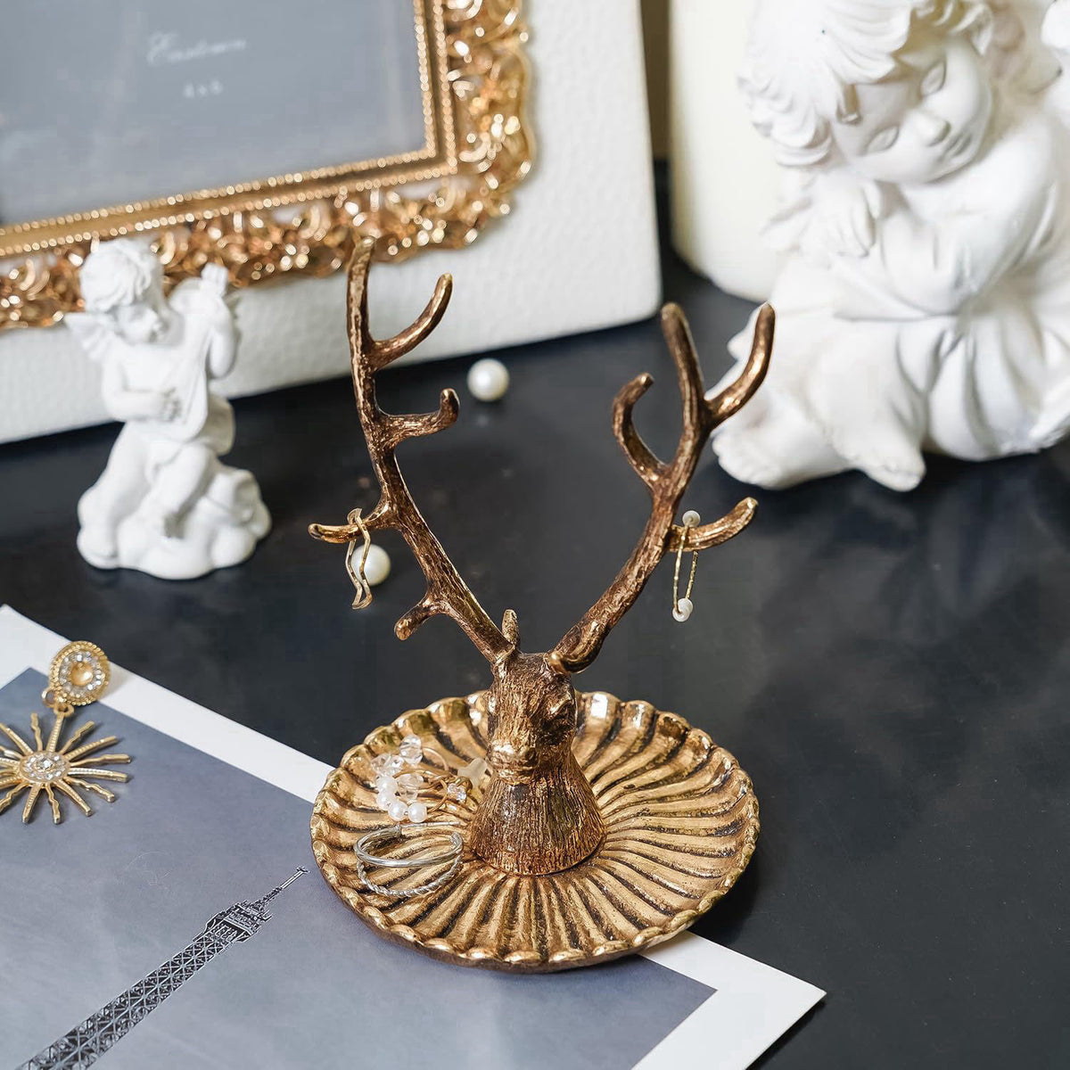 NIKKY HOME NIIKY HOME Vintage Jewelry Dish Tray, Small Deer Ring Holder – close-up detail