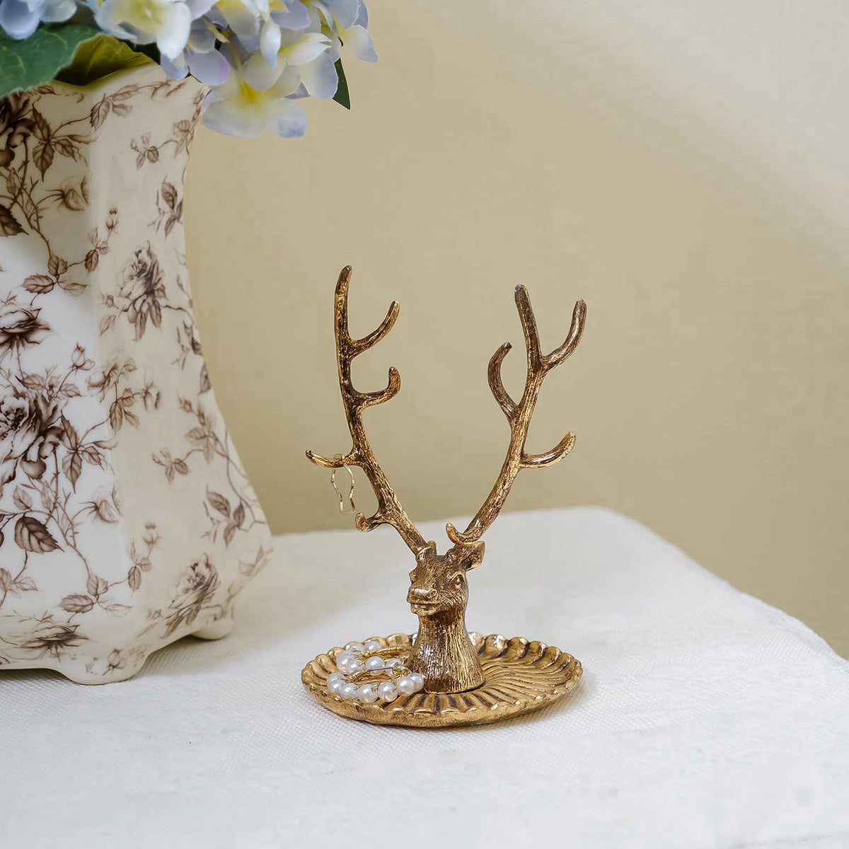 NIKKY HOME NIIKY HOME Vintage Jewelry Dish Tray, Small Deer Ring Holder – full view