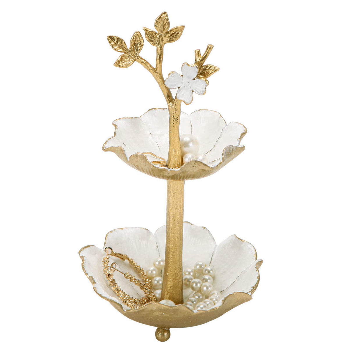 NIKKY HOME Gold Jewelry Holder Stand with Ring Tray for Home Decor