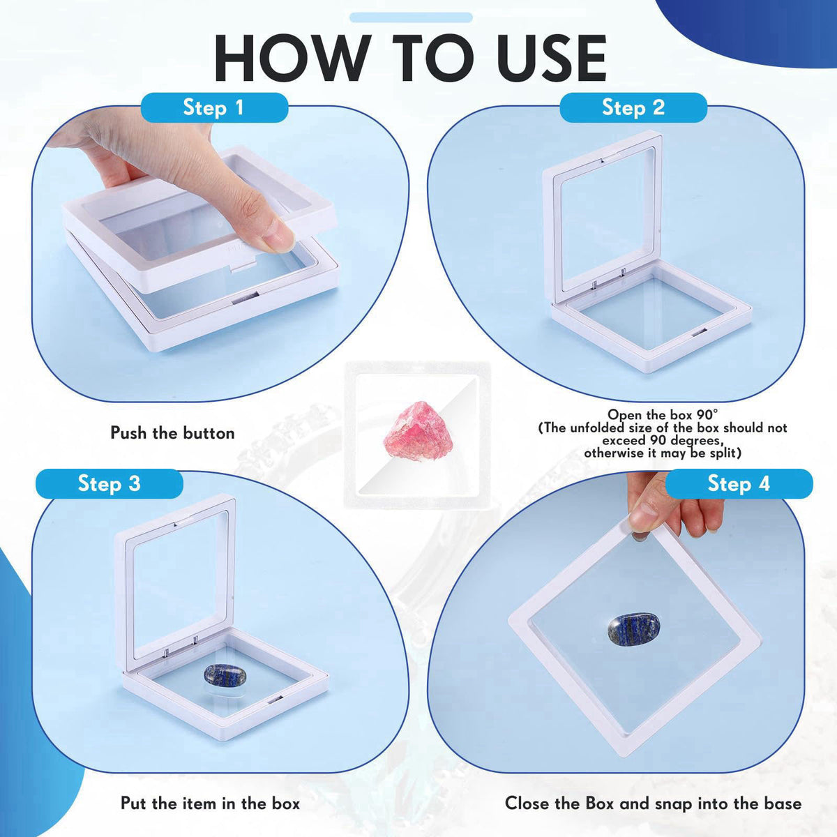 Soaoo 60 Pcs Floating Frame Display Stand Transparent Plastic 3D Floating Frame Clear PE Film Jewelry Box Coin Display C