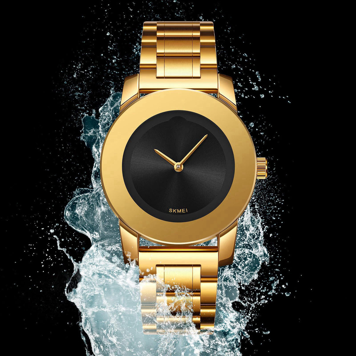 Gosasa Unisex Stainless Steel Quartz Watch, Diamond Accents – full view
