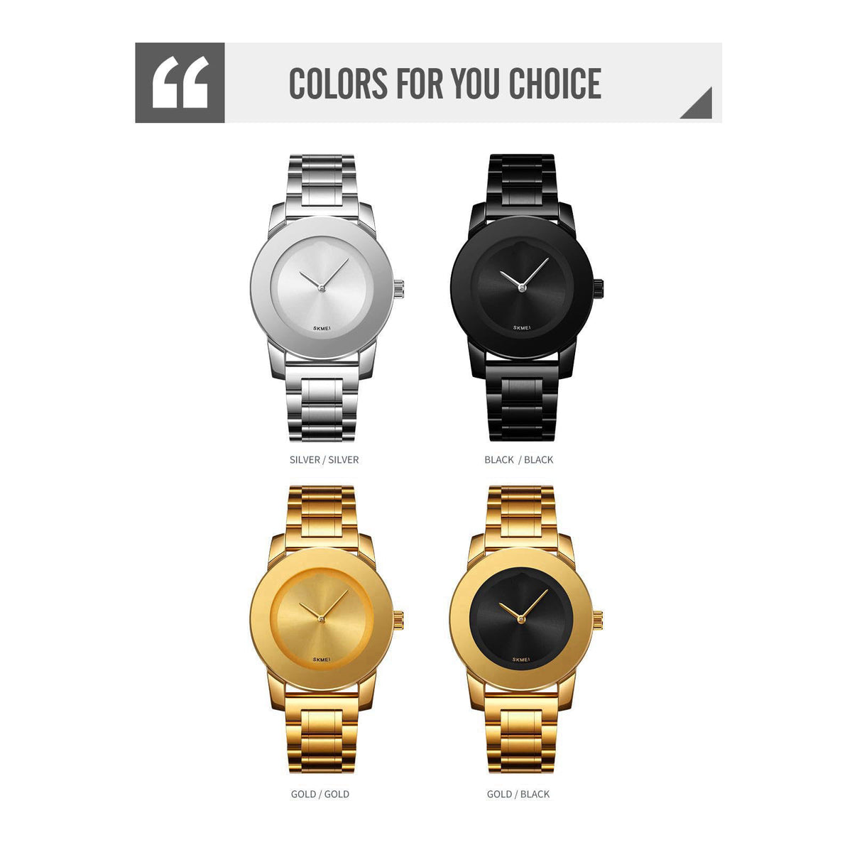 Gosasa Unisex Stainless Steel Quartz Watch, Diamond Accents – alternate angle