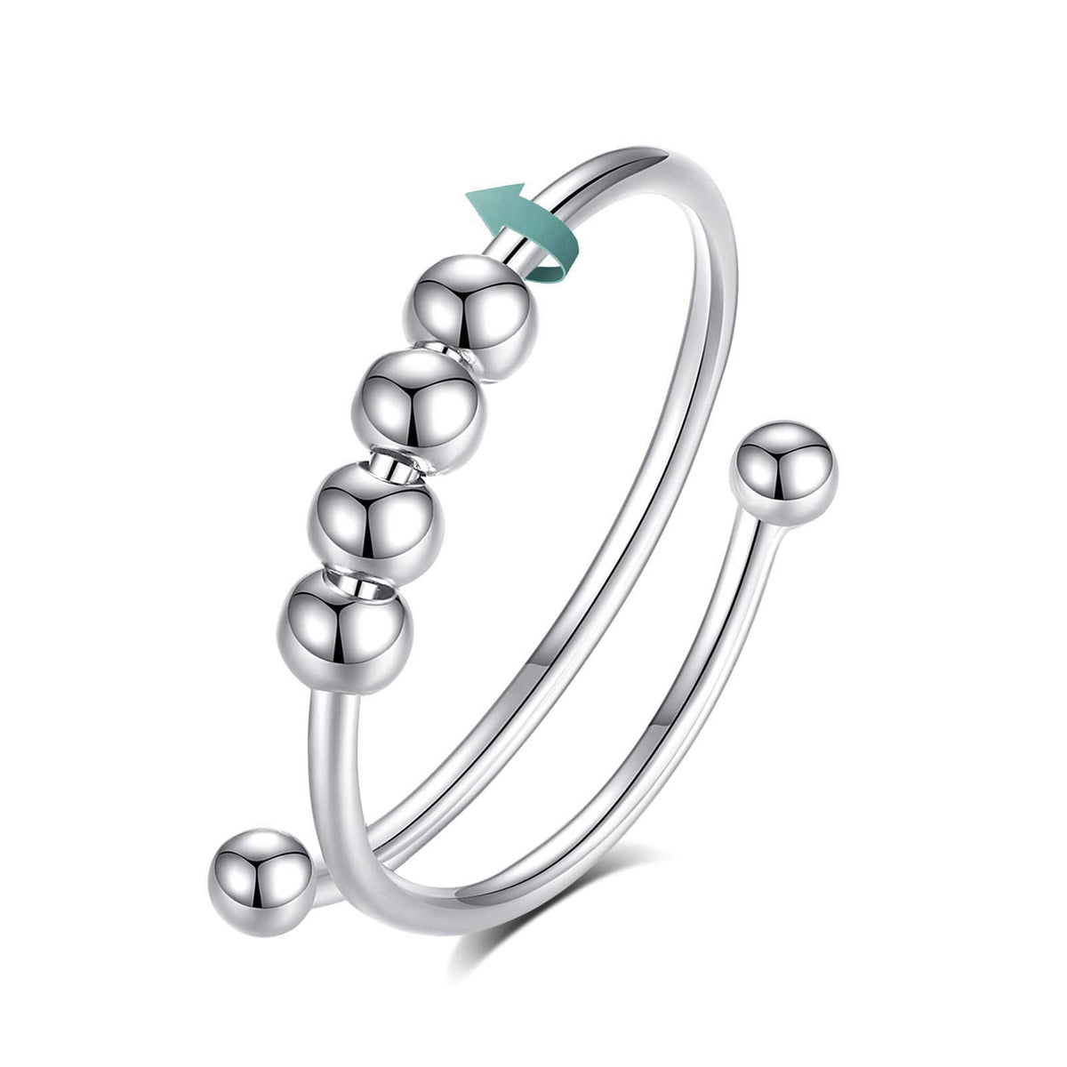 Vito 925 Sterling Silver Fidget Anxiety Open Ring for Women Men – Sterling Silver, Adjustable