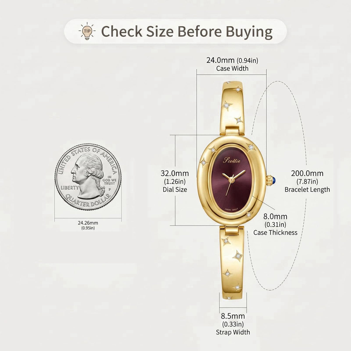 FORSINING Watches for Women, Ladies Quartz Watch Oval Crystal Watch, Japanese Quartz Movement 3ATM Waterproof Fashion Fe