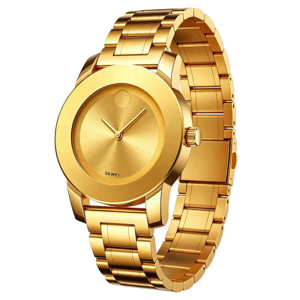 SKMEI Womens Wrist Watches,Luxury Elegant Minimalist Quartz Stainless Steel Gold Watch for Ladies with Dainty Diamond Di