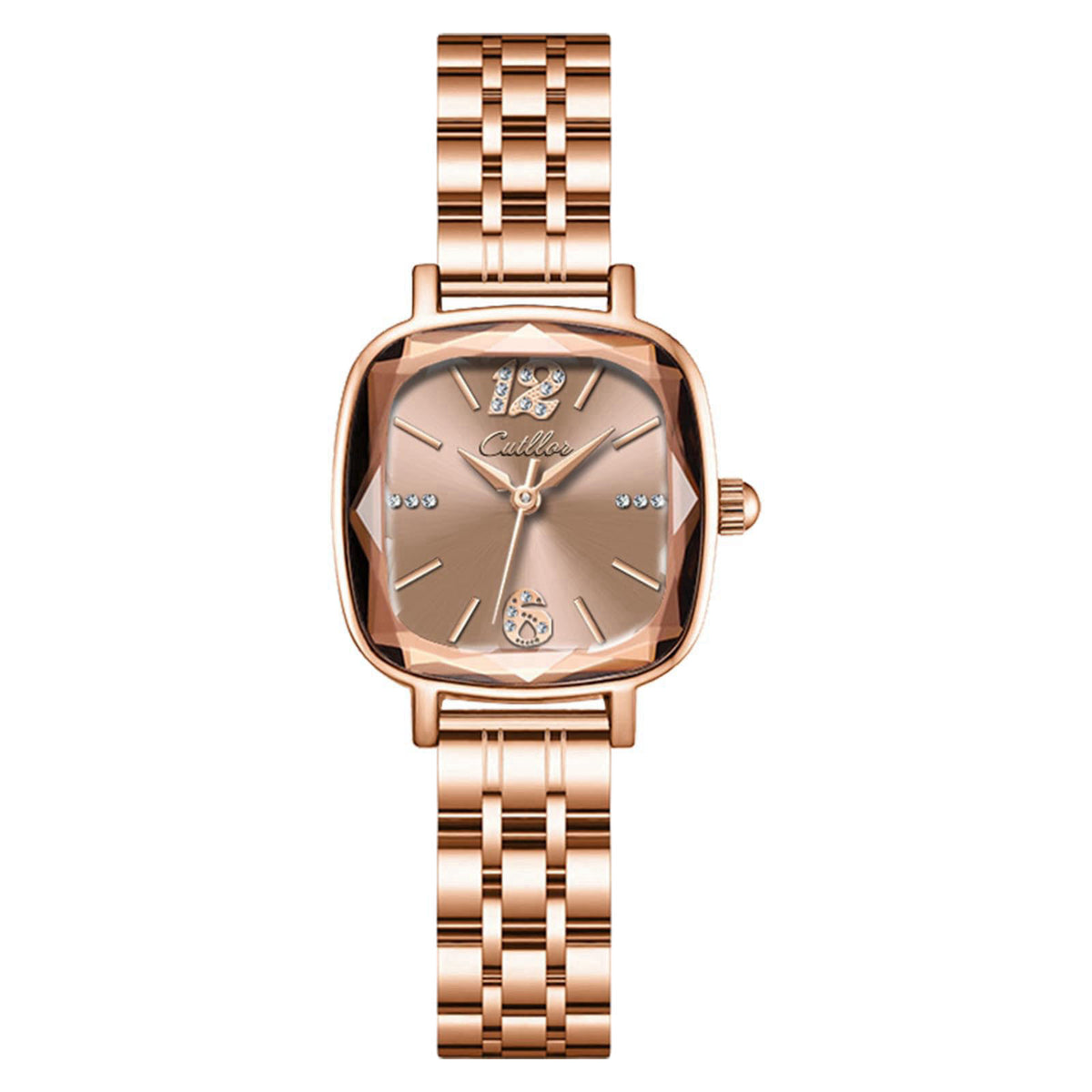 BOGEVNOR Rose Gold Square Ladies Watches Small Wrists Rectangular Case Women’s Watches Diamond Analog Quartz Waterproof 