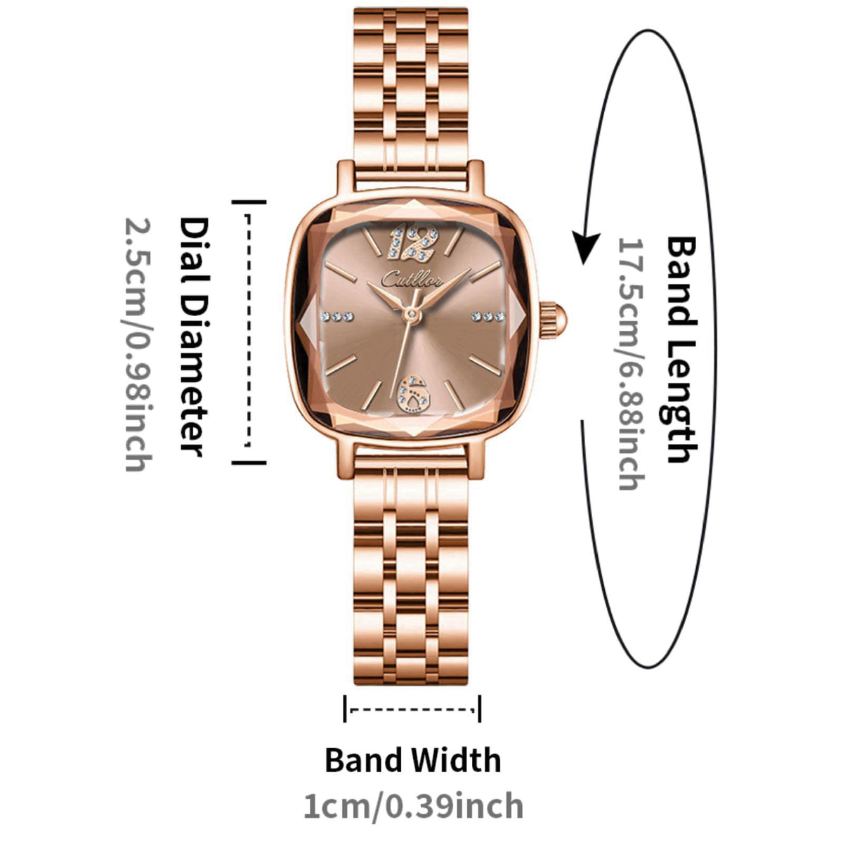 BOGEVNOR Rose Gold Square Ladies Watches Small Wrists Rectangular Case Women’s Watches Diamond Analog Quartz Waterproof 