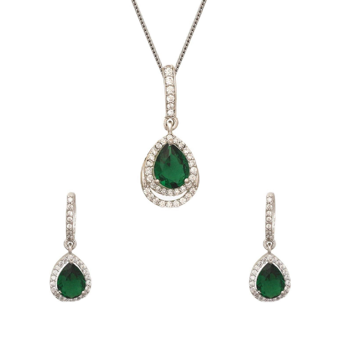 TARINIKA Ashley Indian Pendant Necklace Set - Indian Jewelry Set for Women – Brass Alloy with White Rhodium Platting