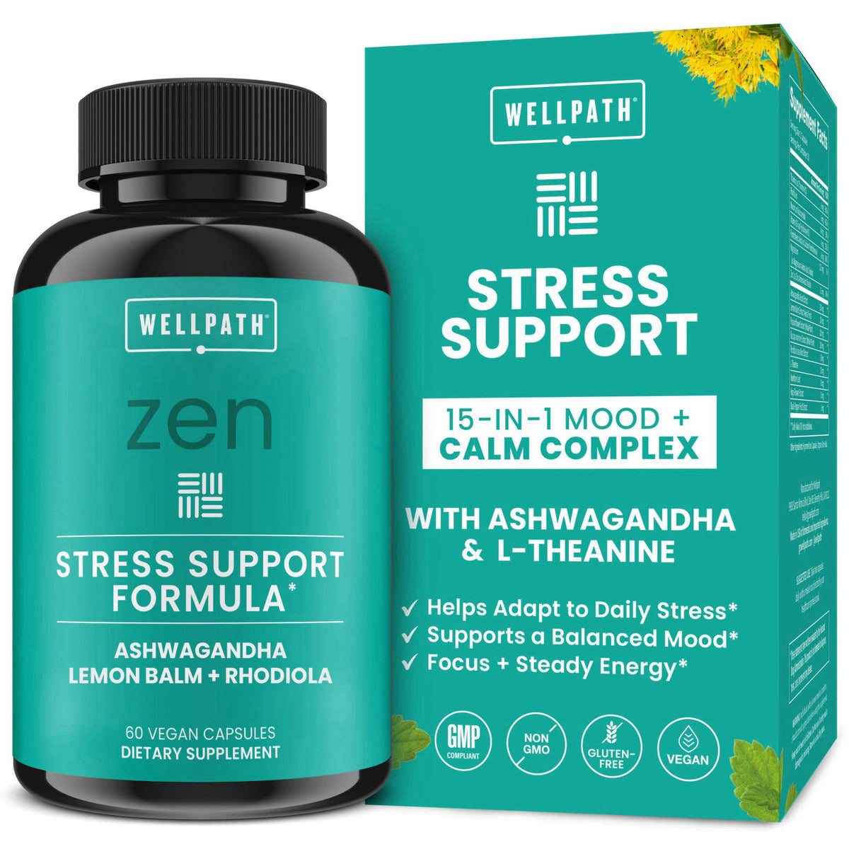 WellPath Zen Stress Relief & Mood Support with Ashwagandha & Rhodiola Rosea, 60 Ct – product photo (Blended Vitamin &amp