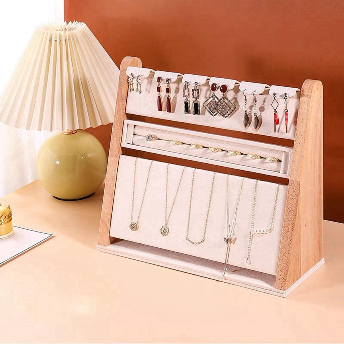 TANG SONG Multi-Functional Jewelry Display Stand - Necklace, Earring & Ring Organizer Holder with Anti-Tangle Design for