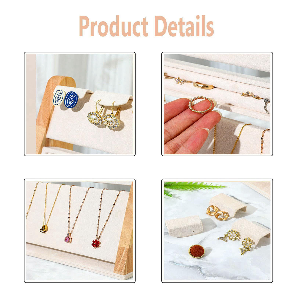 TANG SONG Multi-Functional Jewelry Display Stand - Necklace, Earring & Ring Organizer Holder with Anti-Tangle Design for