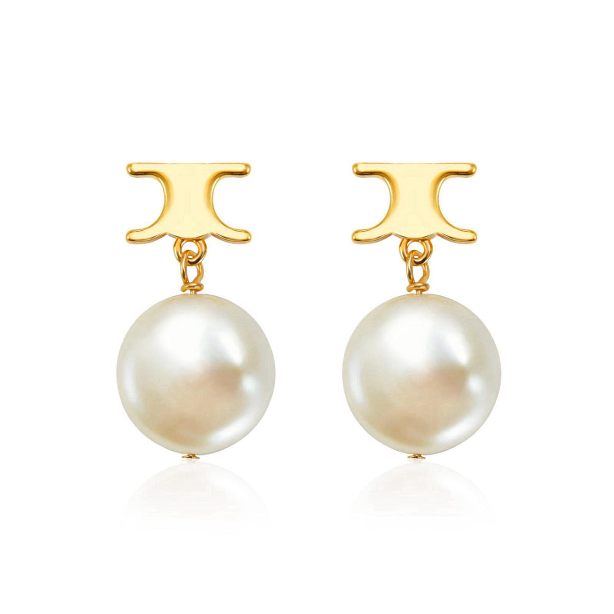 IDOKAWA Baroque Pearl Drop Earrings for Women, Gold Modern Stud 18K Gold Plated 925 Sterling Silver Post, Minimalist Sta