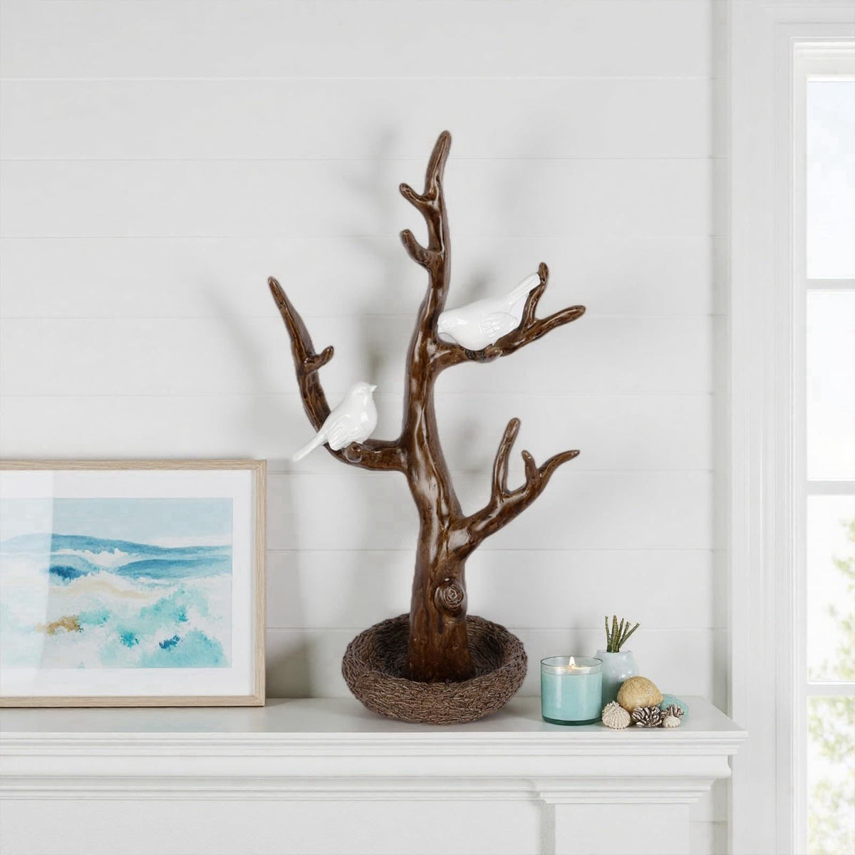 UFAIRV Retro Branch Jewelry Rack,Stand Display,Birds Tree Tower Rack Hanging Organizer for Ring Earrings Necklace Bracel