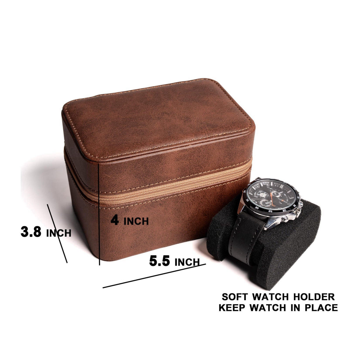 AUKURA 2 slot watch travel case organizer, hard watch travel box with insert for rings, cufflinks, bracelet,organization