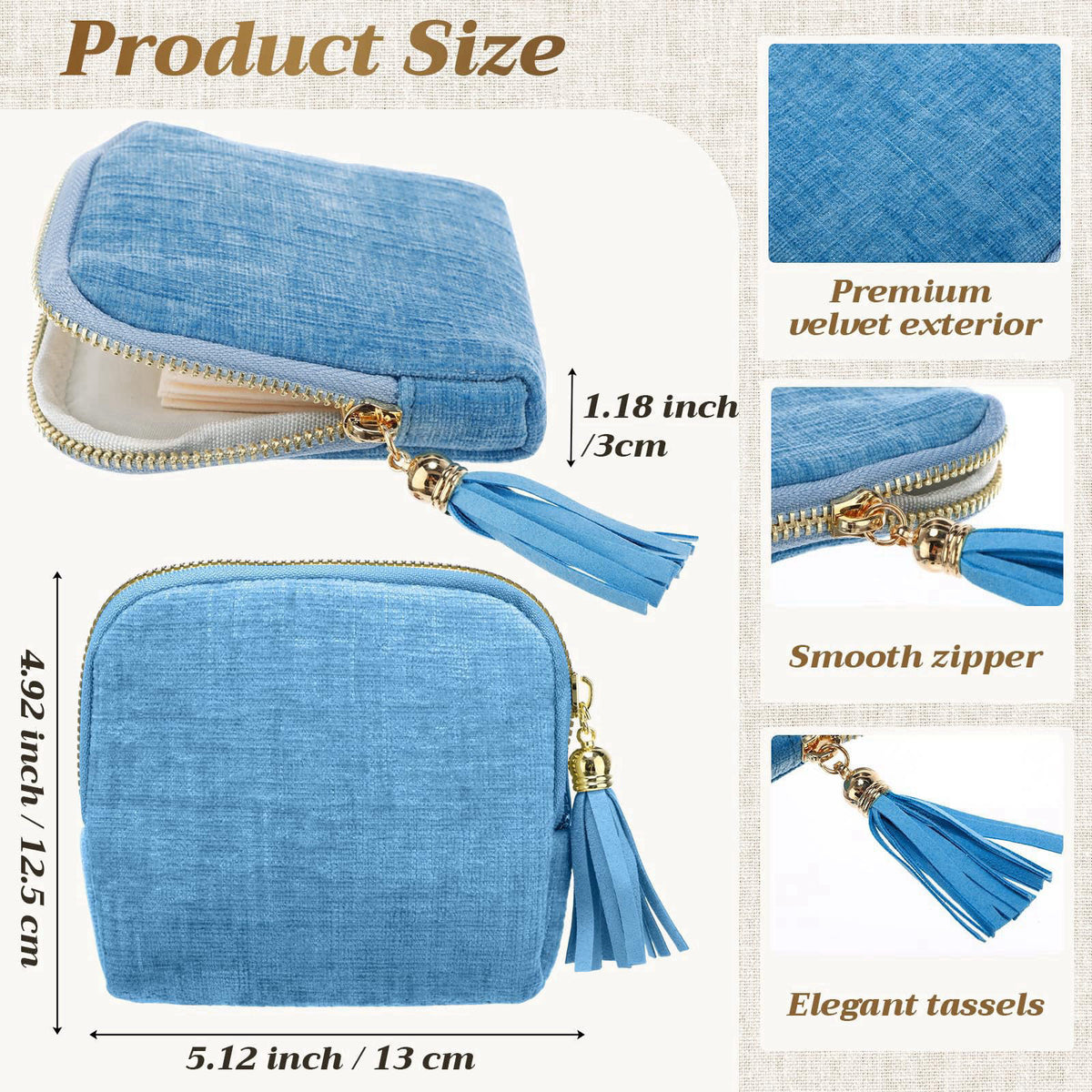Hsei 5 Pack Small Travel Jewelry Case Bulk for Women 6 layer 8 Colors – packaging and label
