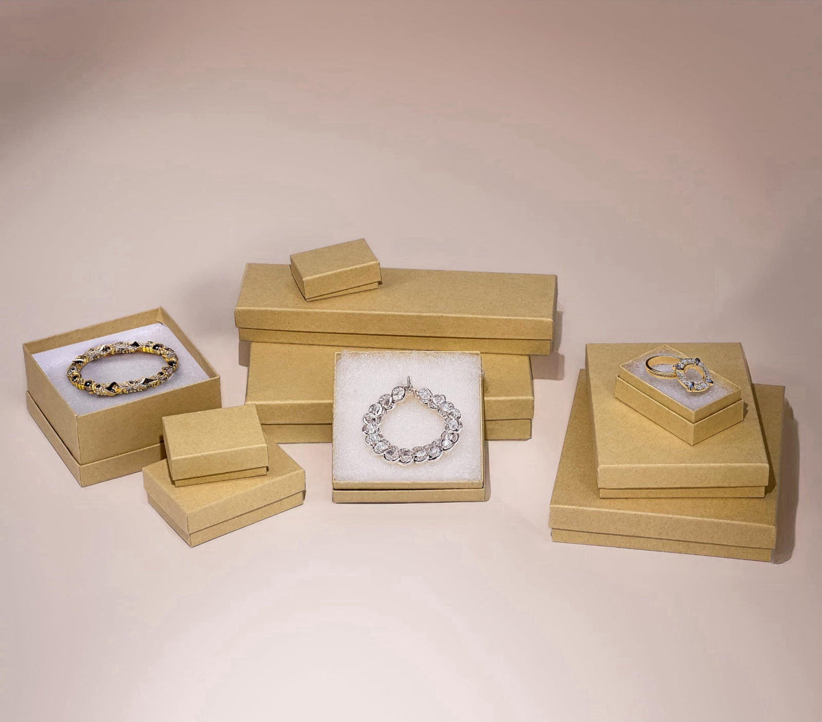 TheDisplayGuys For Your Modern Living TheDisplayGuys 25 Cardboard Gift Jewelry Boxes w/Paddings #34-3.9x3.9x2 – back vie