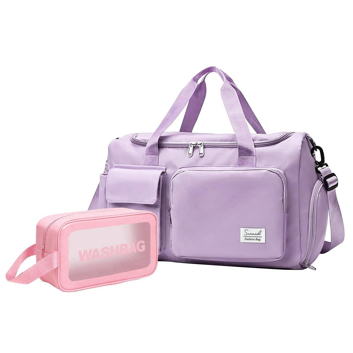 Suruid Gym Bag with Toiletry Bag, Sports Duffle Bag for Women, Purple – product photo (Sports Duffels)