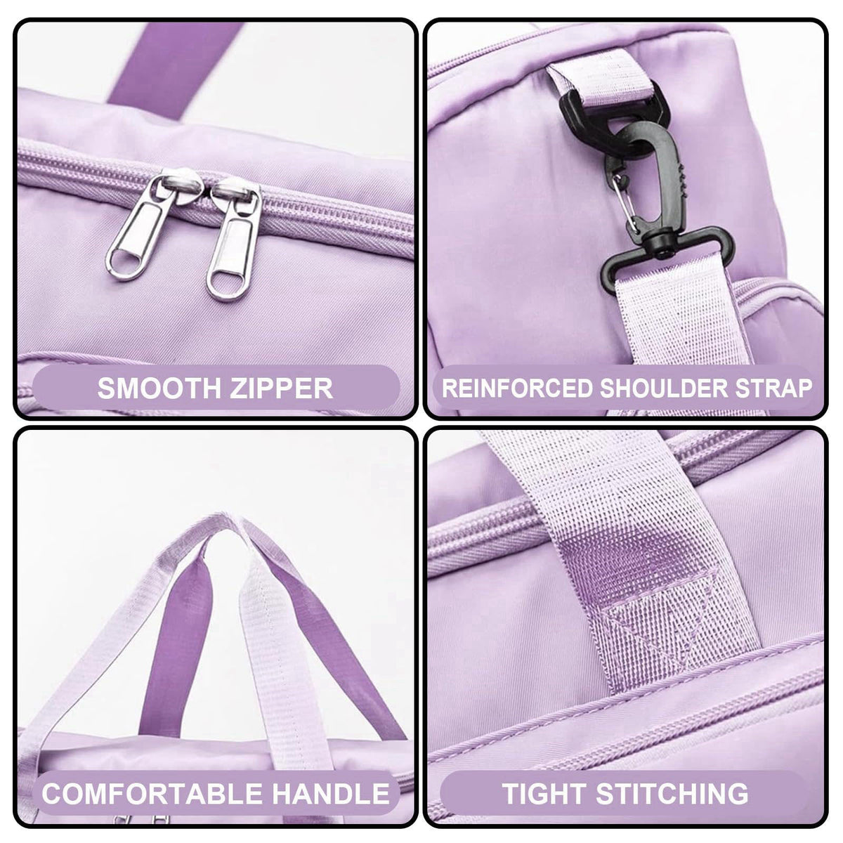 Suruid Gym Bag with Toiletry Bag, Sports Duffle Bag for Women, Purple – full view