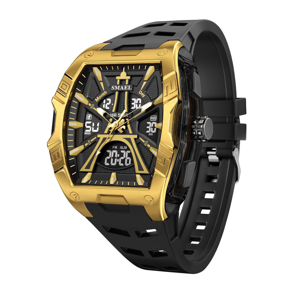KXAITO Sports Watch for Men - Fashion Classic 50M Waterproof Dual Display (Analog & Digital) - LED Night Light, Stopwatc