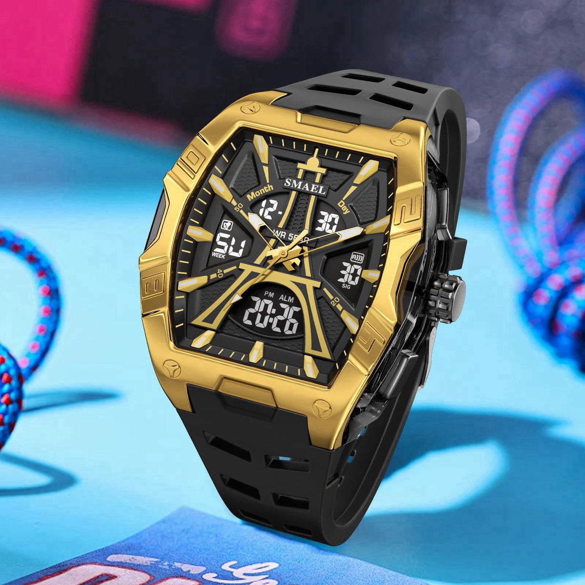 KXAITO Sports Watch for Men - Fashion Classic 50M Waterproof Dual Display (Analog & Digital) - LED Night Light, Stopwatc