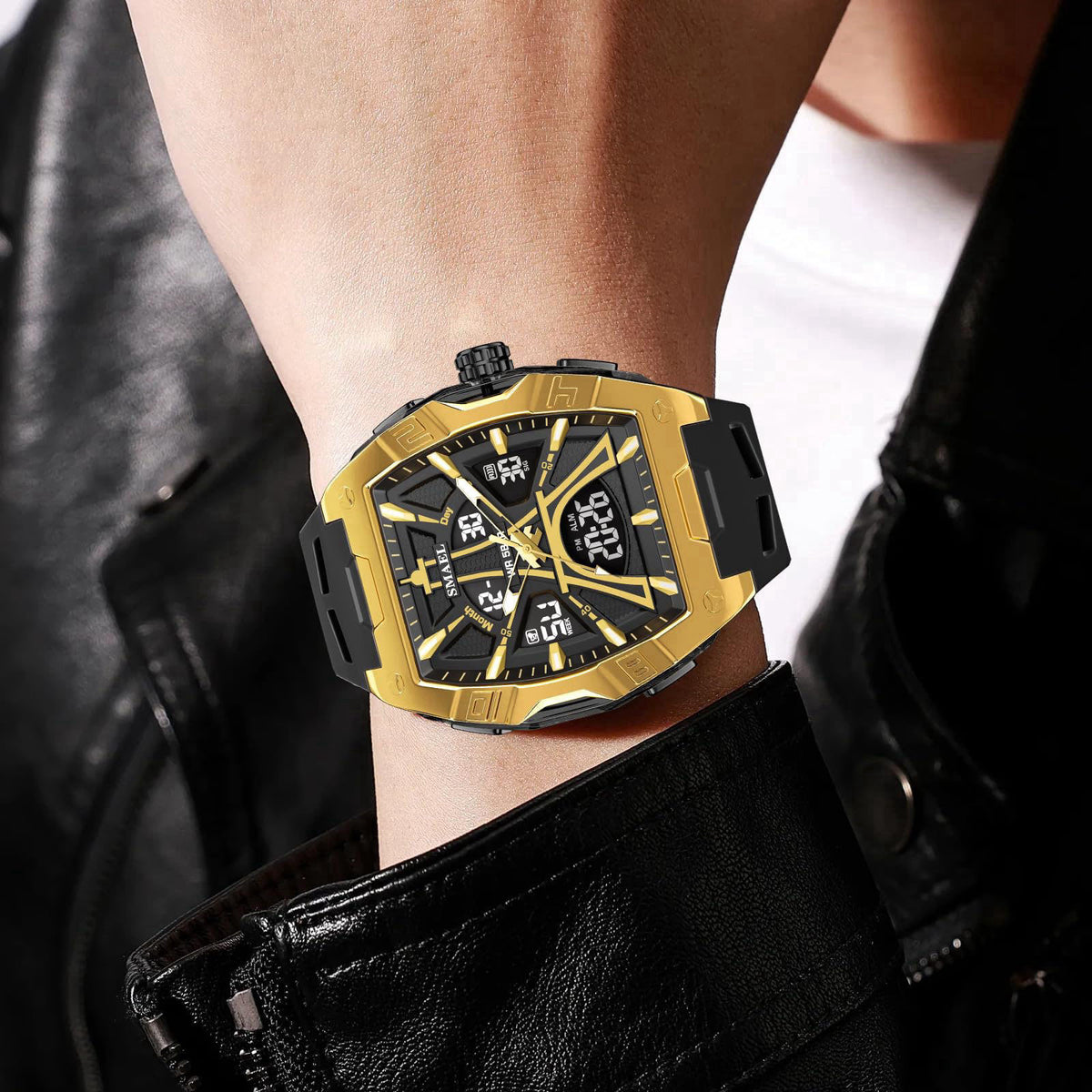 KXAITO Sports Watch for Men - Fashion Classic 50M Waterproof Dual Display (Analog & Digital) - LED Night Light, Stopwatc