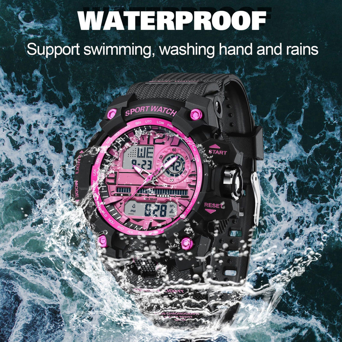 findtime Women's Sport Watch Digital Waterproof Watches Military Watches Analog Outdoor Wrist Watch LED Luminous Alarm S