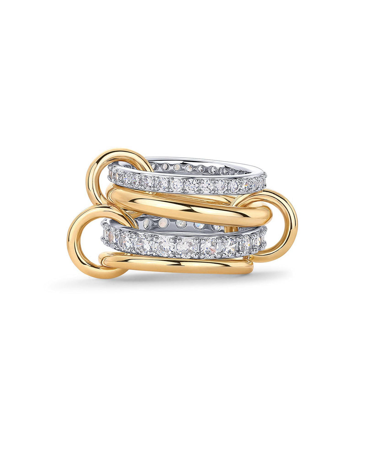 PAVOI Stackable Rings for Women, 14K Gold Plated Interlocked Ring Stacks – Two-Toned, Finger Circumference (mm) Finger D