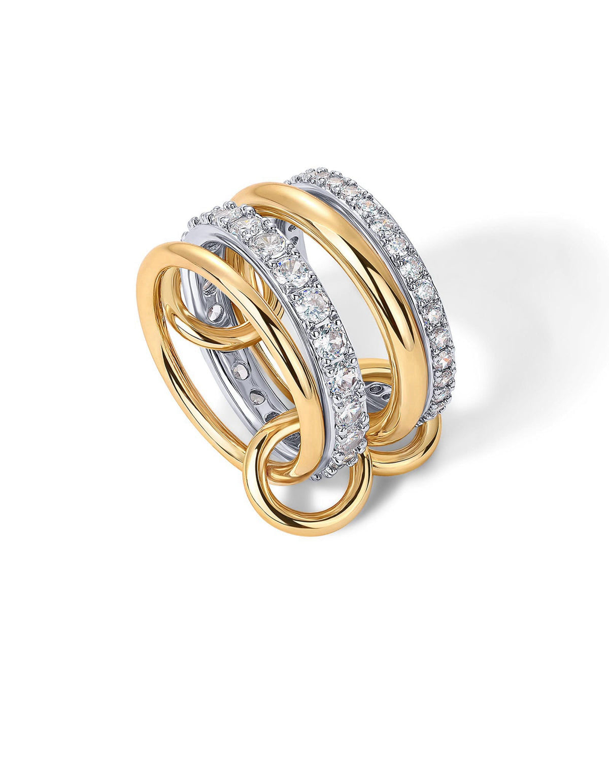 PAVOI Stackable Rings for Women, 14K Gold Plated Interlocked Ring Stacks – packaging and label