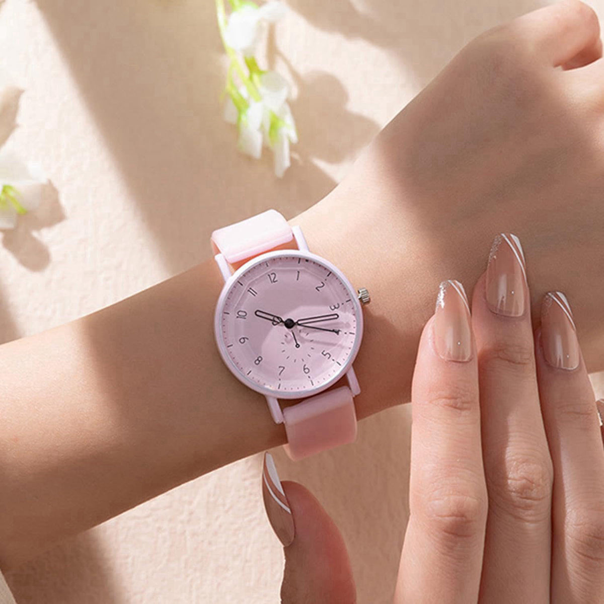 haodmius 6 Pack Women Silicone Rubber Band Watches Set Geneva Watch Easy Reader Sports Analog Minimalist Jelly Dress Col