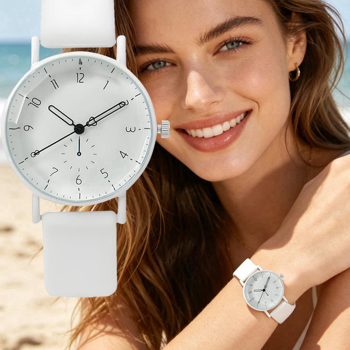 haodmius 6 Pack Women Silicone Rubber Band Watches Set Geneva Watch Easy Reader Sports Analog Minimalist Jelly Dress Col