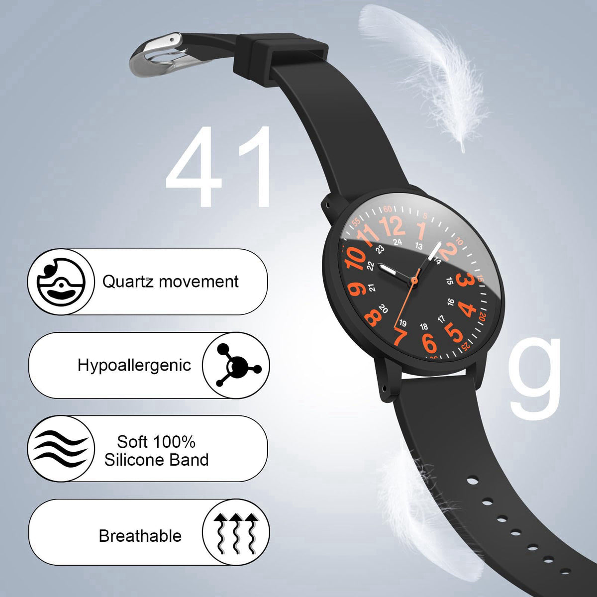 Asan Ge 38MM 3ATM Waterproof Wear Resistant Anti-Scratch Analog Nurse Watch 12/24 Hour Luminouse with Second Hand Milita