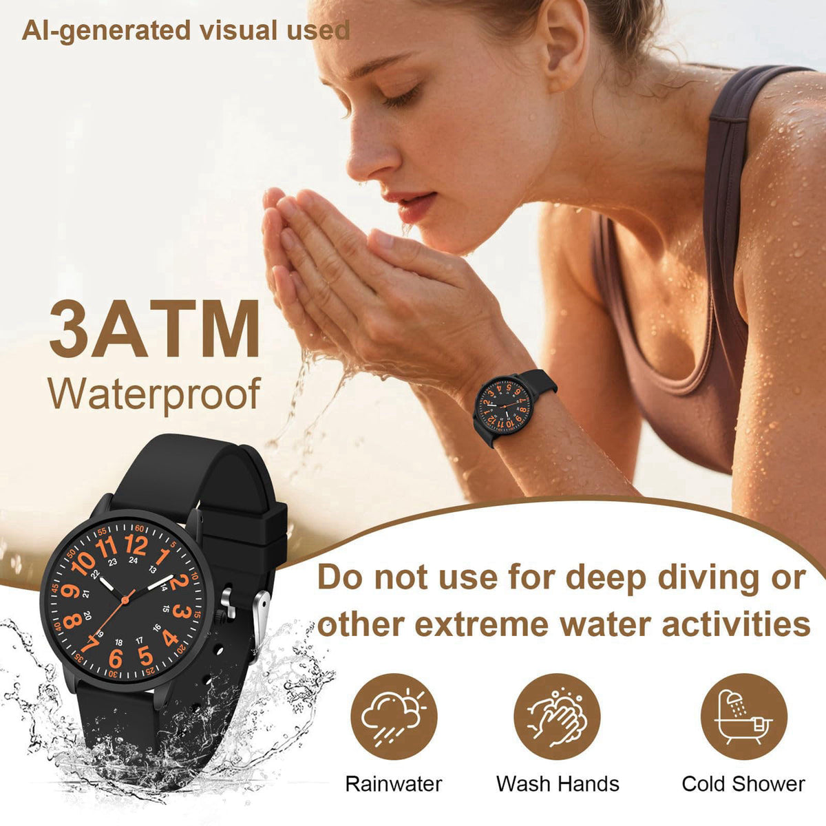 Asan Ge 38MM 3ATM Waterproof Wear Resistant Anti-Scratch Analog Nurse Watch 12/24 Hour Luminouse with Second Hand Milita