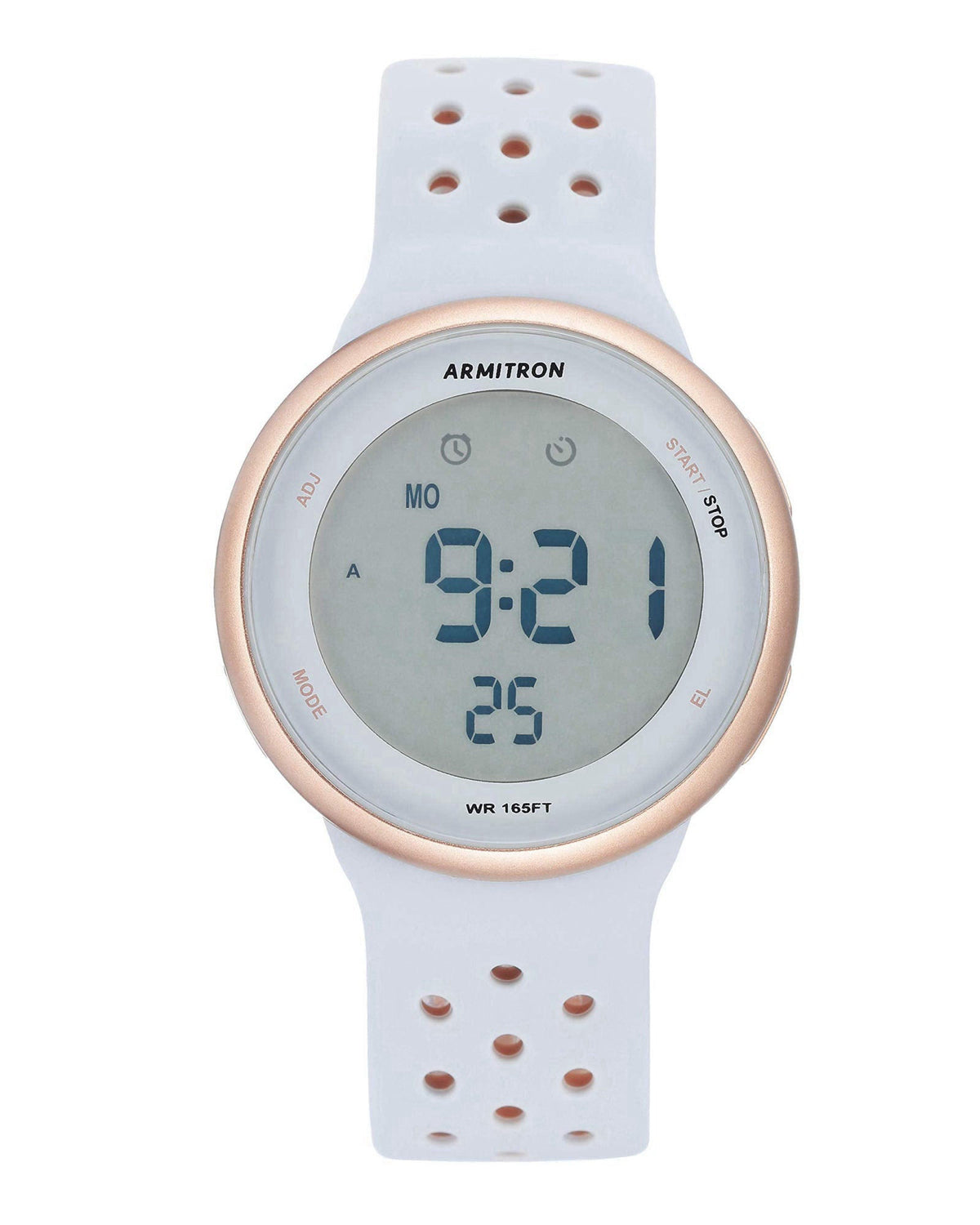 Armitron Sport Unisex Digital Chronograph Silicone Strap Watch, 40/8423 – back view and specifications