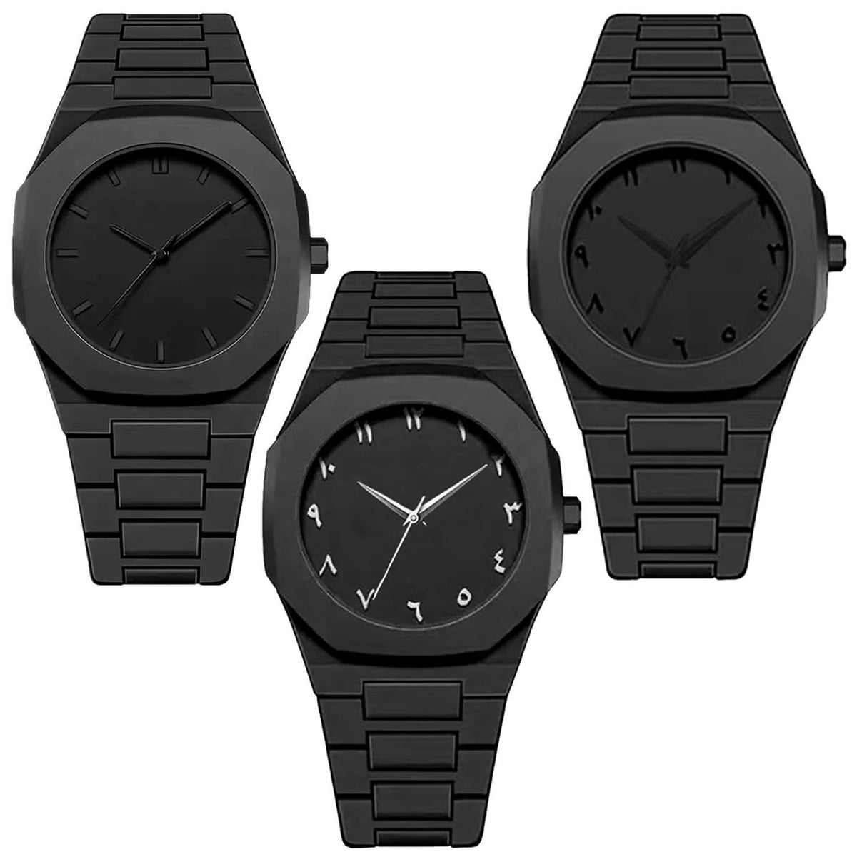dayutech 3 Pack Watches for Men Quartz Black Sports Minimalist Ultra-Thin Military Jelly Dress Classic Business Wrist Wa