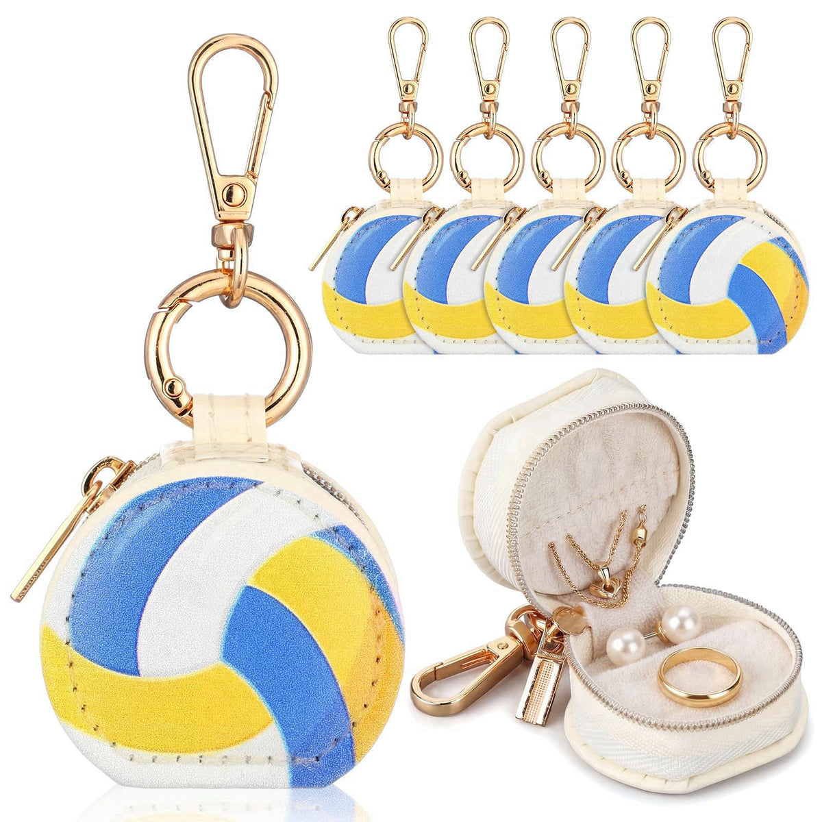 Nosiny 6 Pack Mini Volleyball Jewelry Box Holder Team Gifts Travel – product photo (Jewelry Boxes)