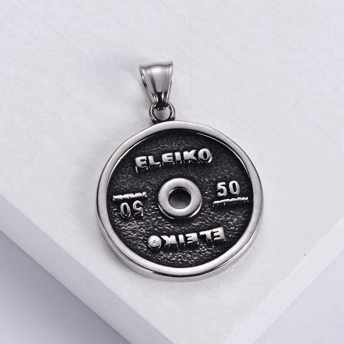 Novalune Dumbbell Necklace Fitness Gym, Weight Plate Barbell Pendant Stainless Steel Workout Necklace For Men Weight Pla