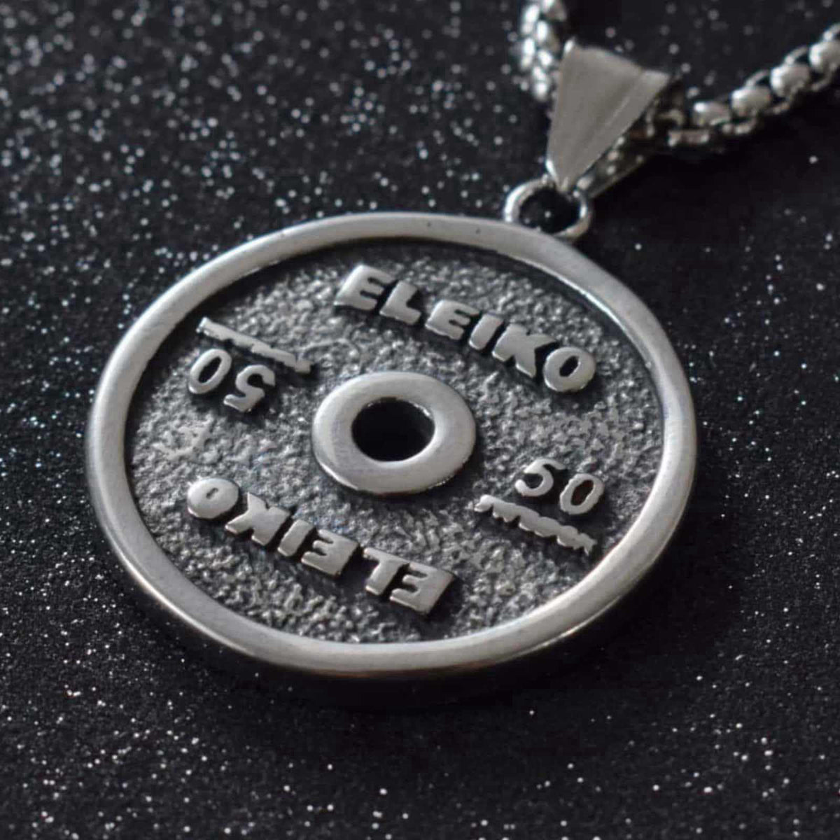 Novalune Dumbbell Necklace Fitness Gym, Weight Plate Barbell Pendant Stainless Steel Workout Necklace For Men Weight Pla