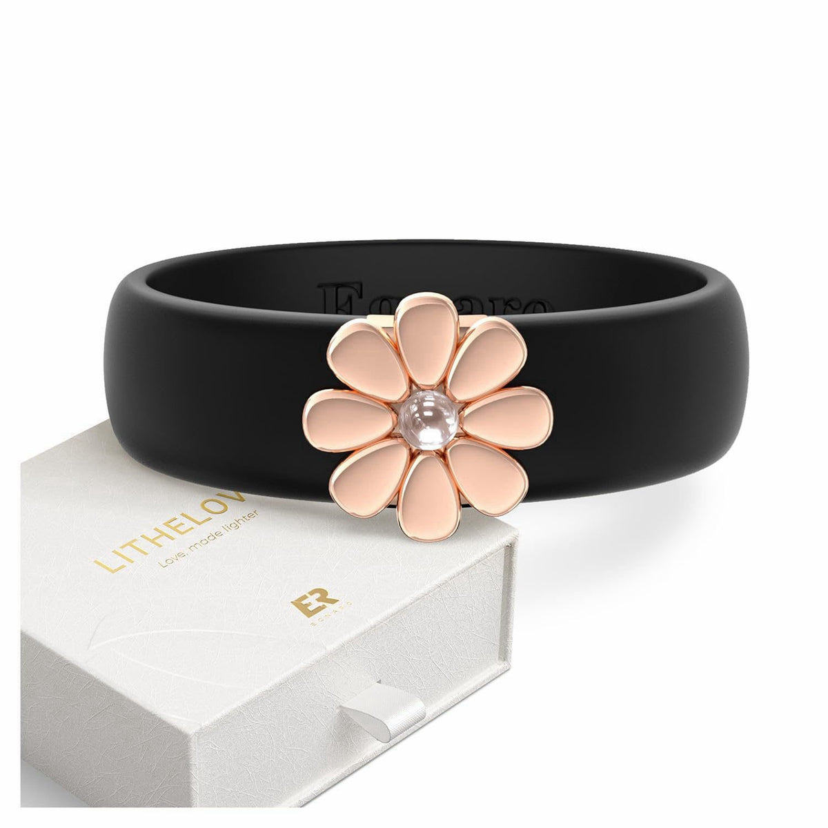 Egnaro Silicone Ring for Women with Copper Alloy Daisy Flexible Rubber Band – product photo (Bands)