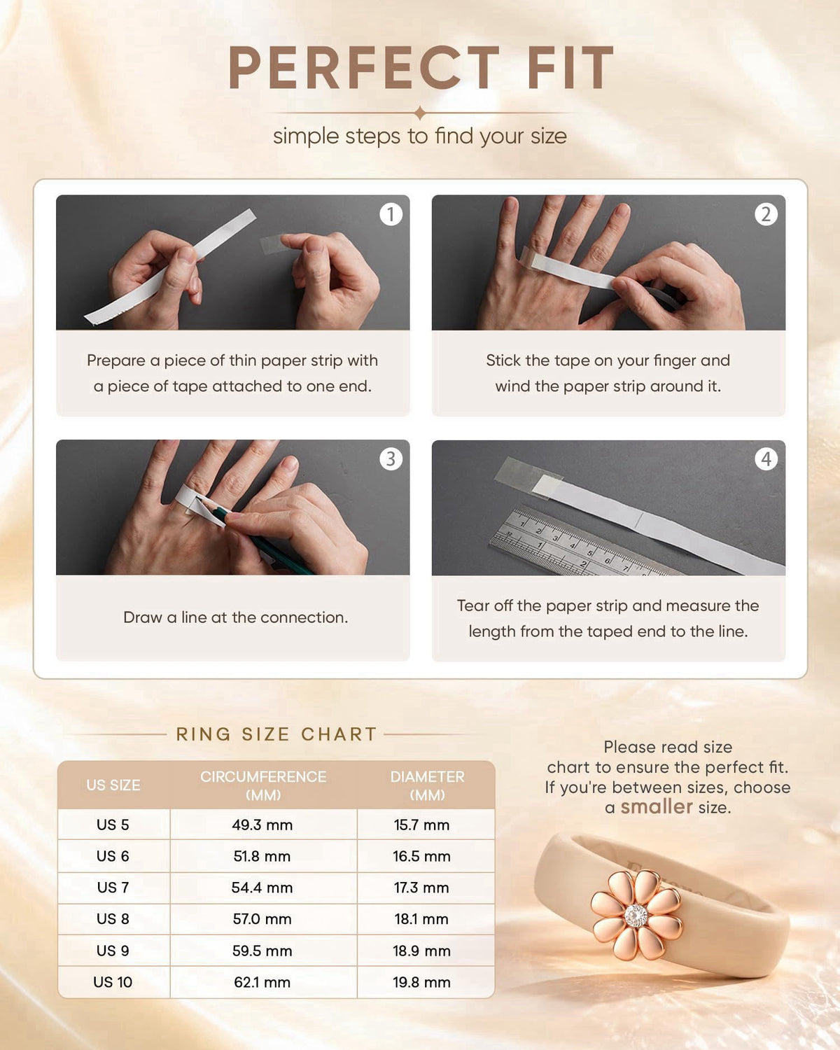 Egnaro Silicone Ring for Women with Copper Alloy Daisy Flexible Rubber Band – alternate angle