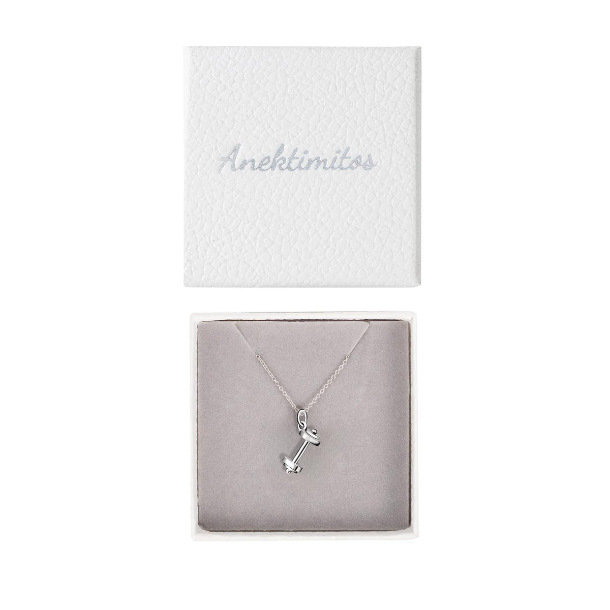 ANEKTIMITOS 925 Sterling Silver Dumbbell Barbell Pendant Necklace, Fitness Gym Jewelry, Creative Sports Style – product 