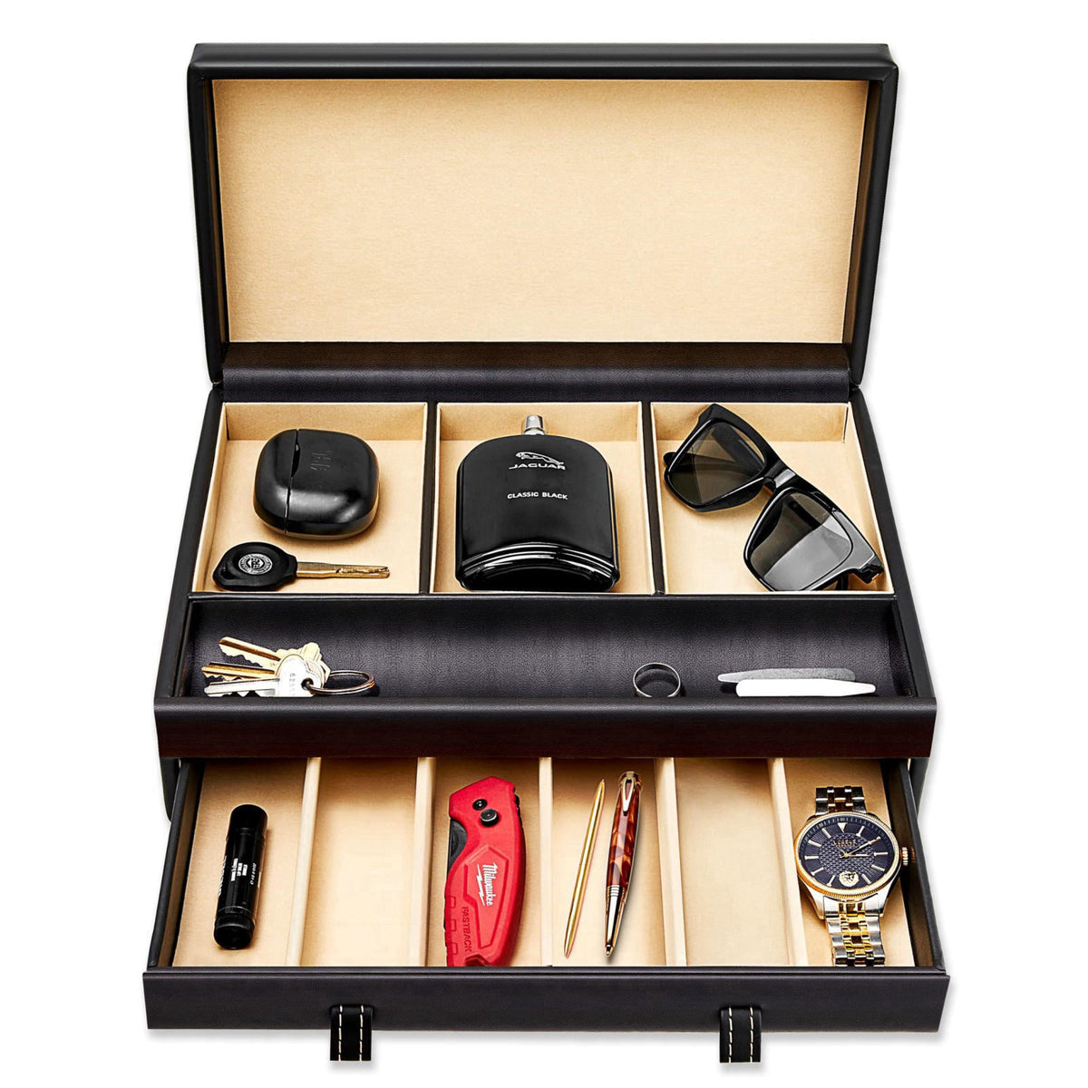 Stock Your Home Mens Valet Tray, Men's Jewelry Box, Night Stand Organizers and Storage, Bedside Table Organizer, Watch B