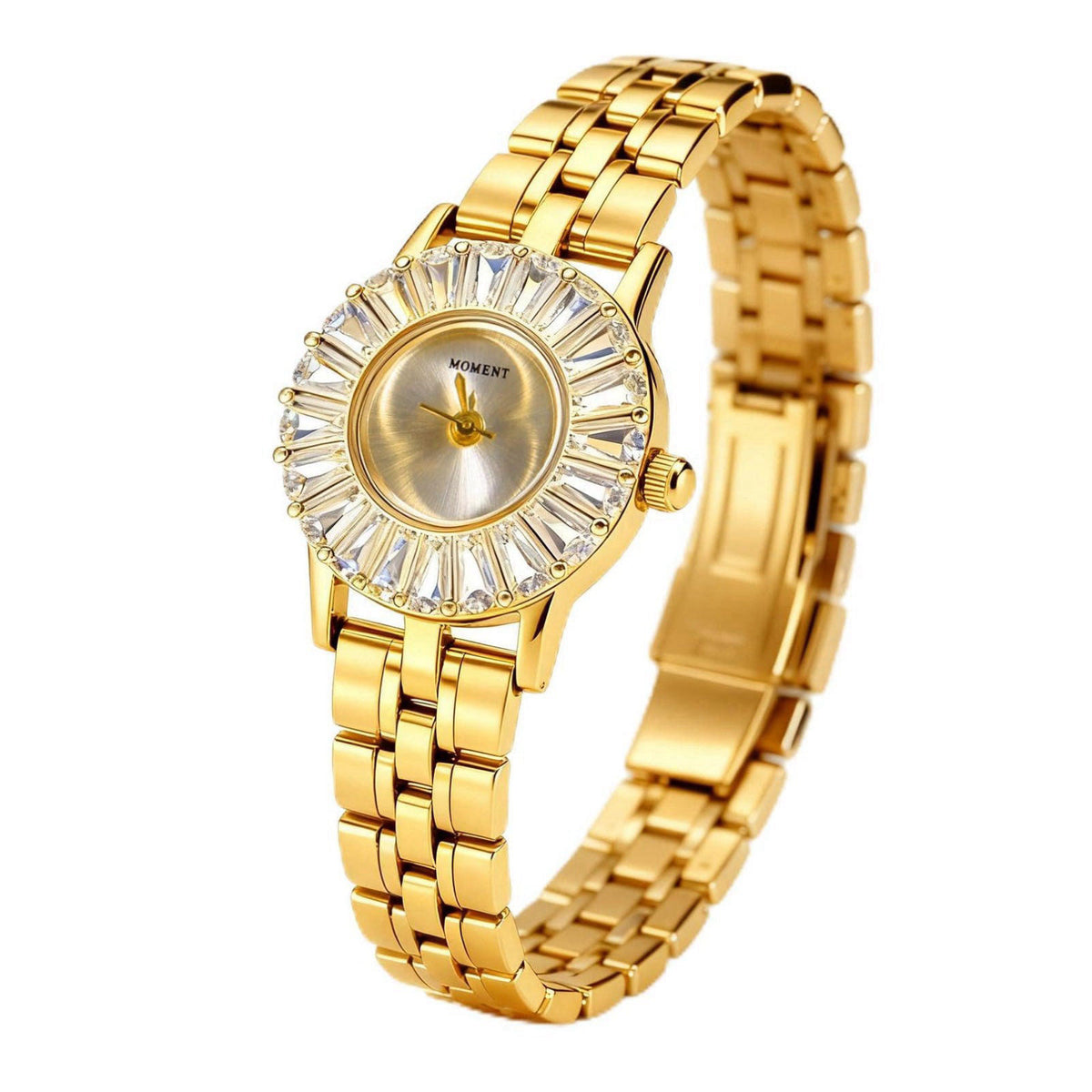 GORBEN Gold-Tone Women's Watch with High-Precision Quartz Movement, Crystal Bezel Ultra-Thin Wristwatch, Elegant Gift Bo